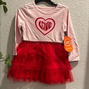 Wonder Nation Toddler Dress with Red Heart Print and tutu skirt